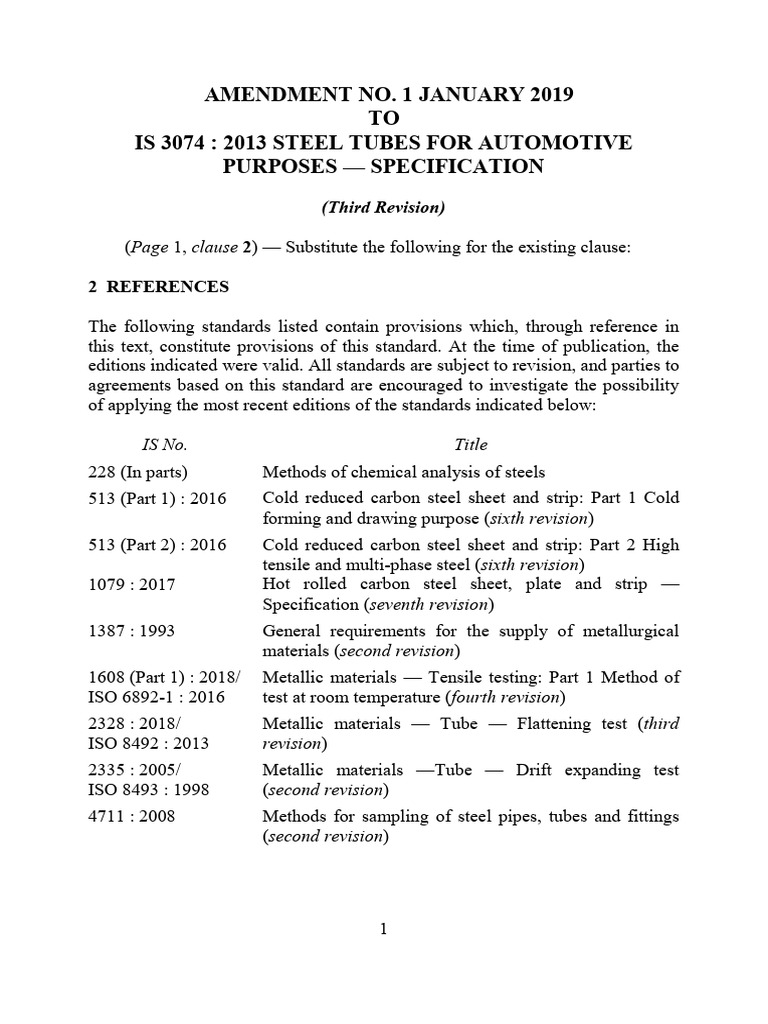 IS 3074:2013 Amendment Overview | PDF | Steel | Rolling (Metalworking)