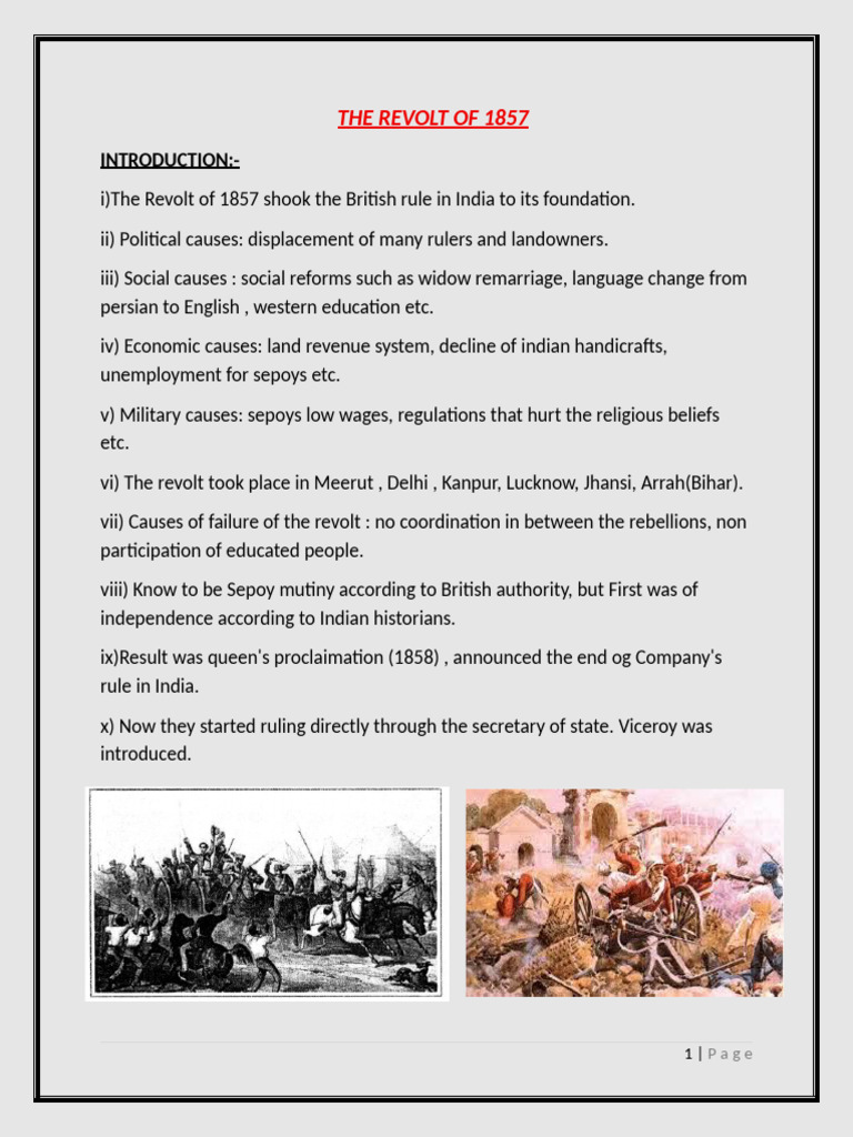 The Revolt of 1857 | PDF | Indian Rebellion Of 1857 | British Raj