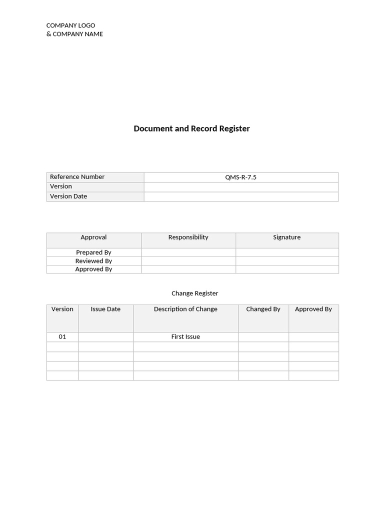 Document and Record Register QMS | PDF | Quality Management System ...