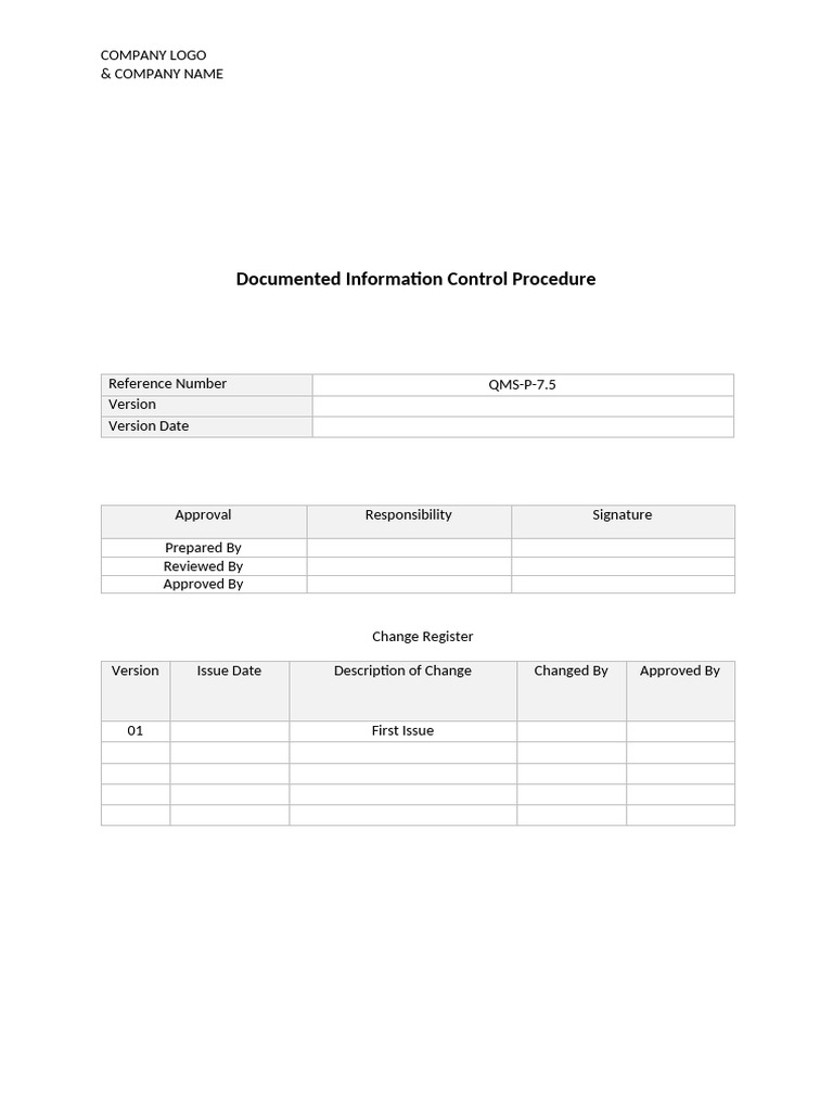 Document Control Procedure ISO 9001:2015 | PDF | Quality Management ...