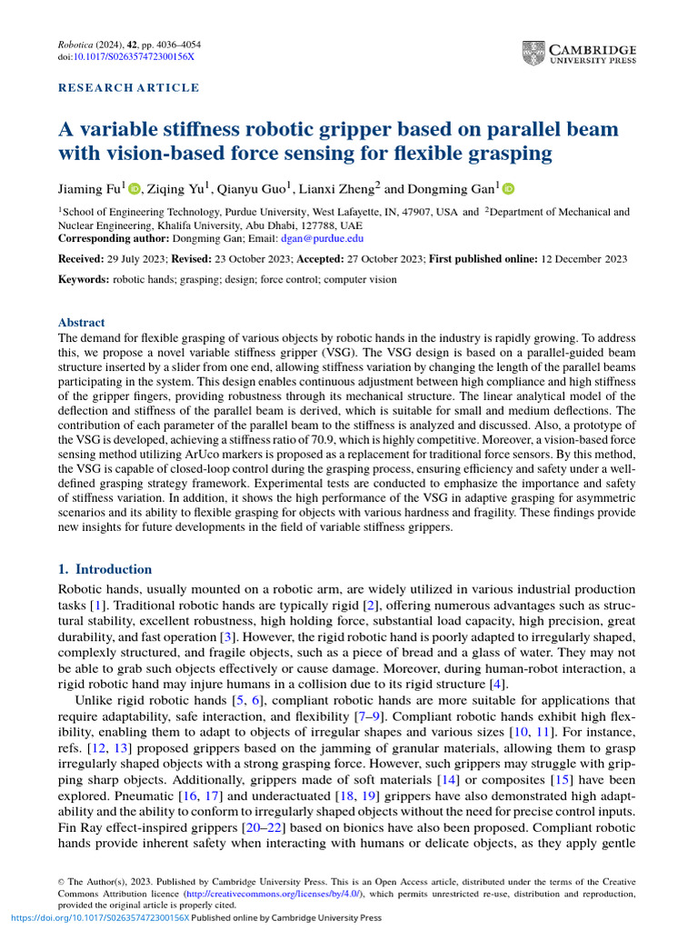 A Variable Stiffness Robotic Gripper Based On Parallel Beam With Vision ...