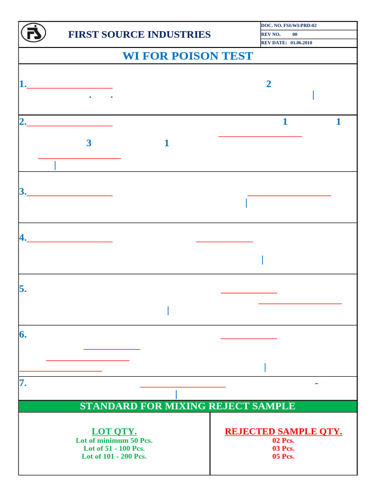 Wi for Poison Test | PDF