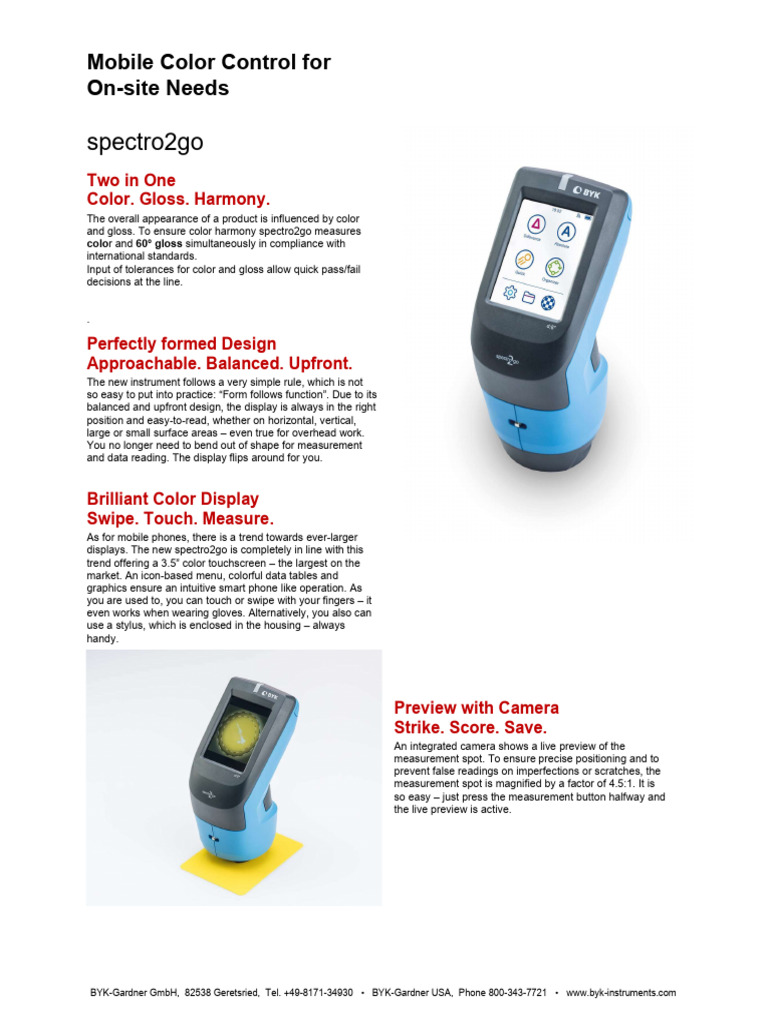 Catalog Page Spectro2go 2020 07 | PDF | Color | Calibration