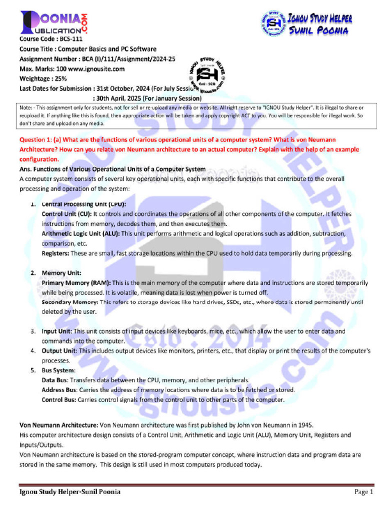 BCS 111 2024 25 | PDF