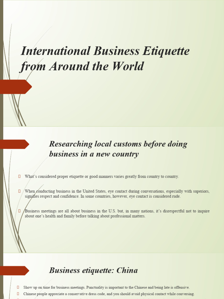 Netherlands Business Etiquette Guide | PDF | Etiquette