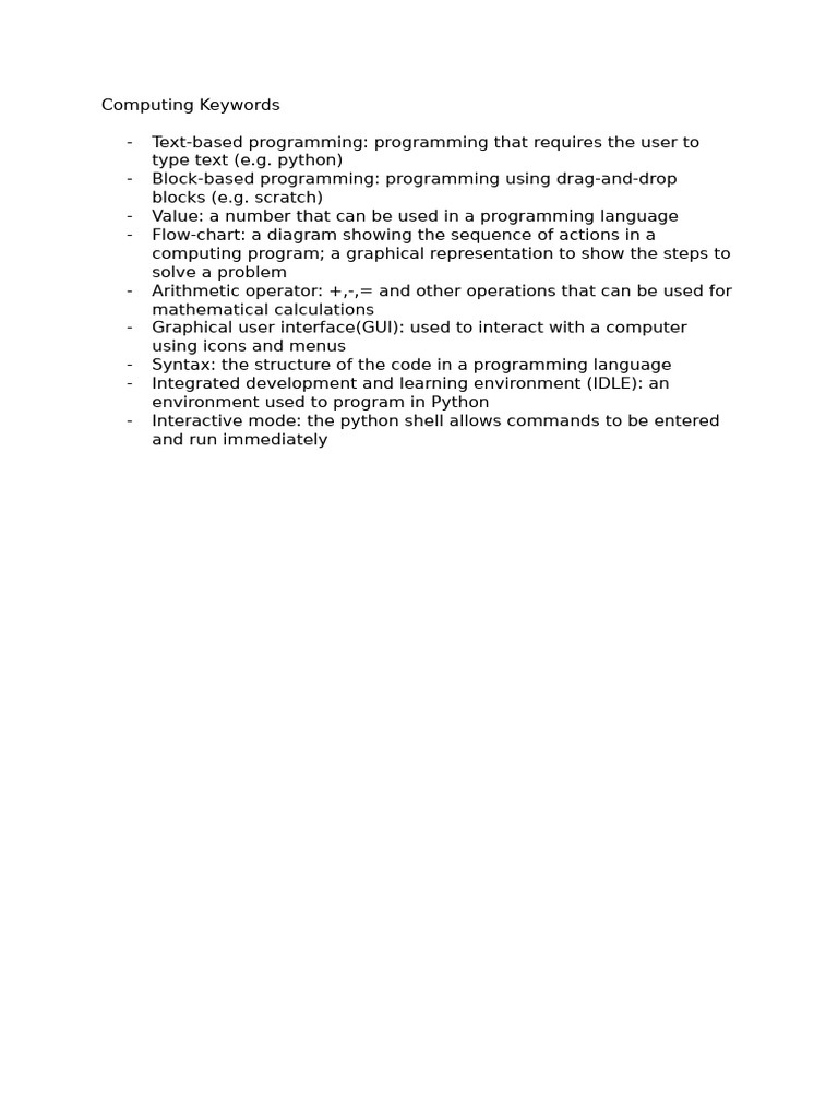 Computing Keywords | PDF