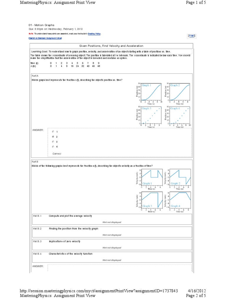 Physics Motion Graphs Analysis | PDF | Velocity | Acceleration