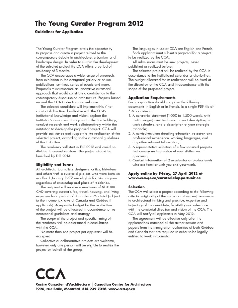 Young Curator Program 2012 Guidelines | PDF | Curator | Government