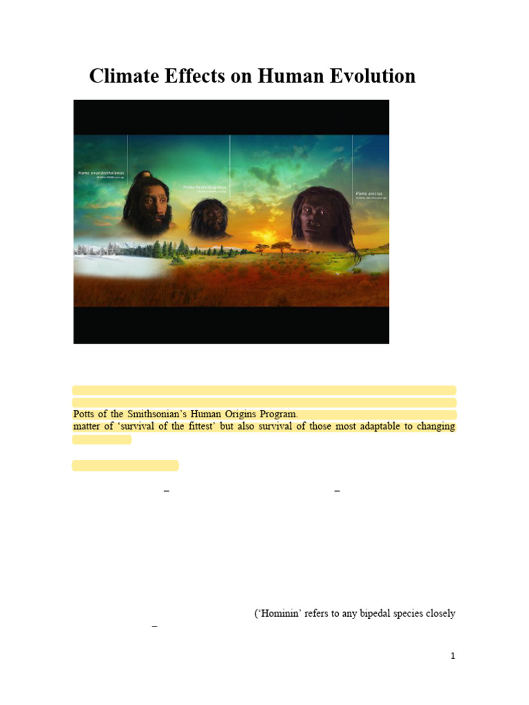 Climate's Role in Human Evolution | PDF | Human Evolution | Natural ...