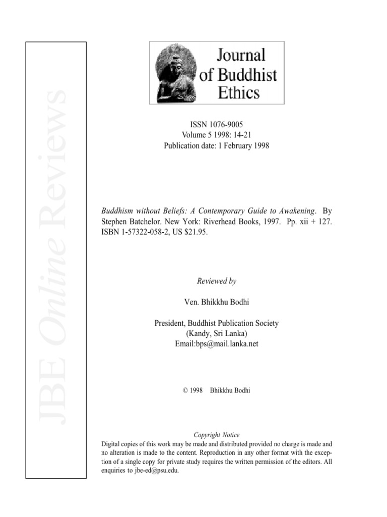 Batchelor 1997 Buddhismwithoutbeliefs Review | PDF | Dharma | Noble ...