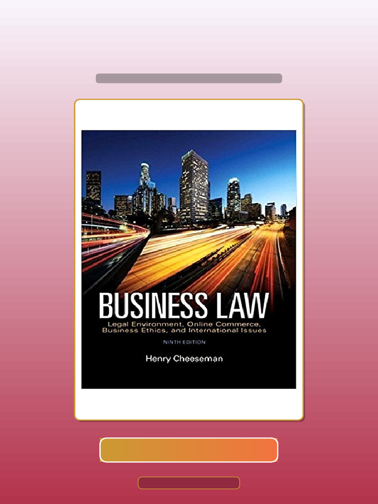 Business Law 9th Edition by Henry R Cheeseman Ebook and TestBank Bundle ...