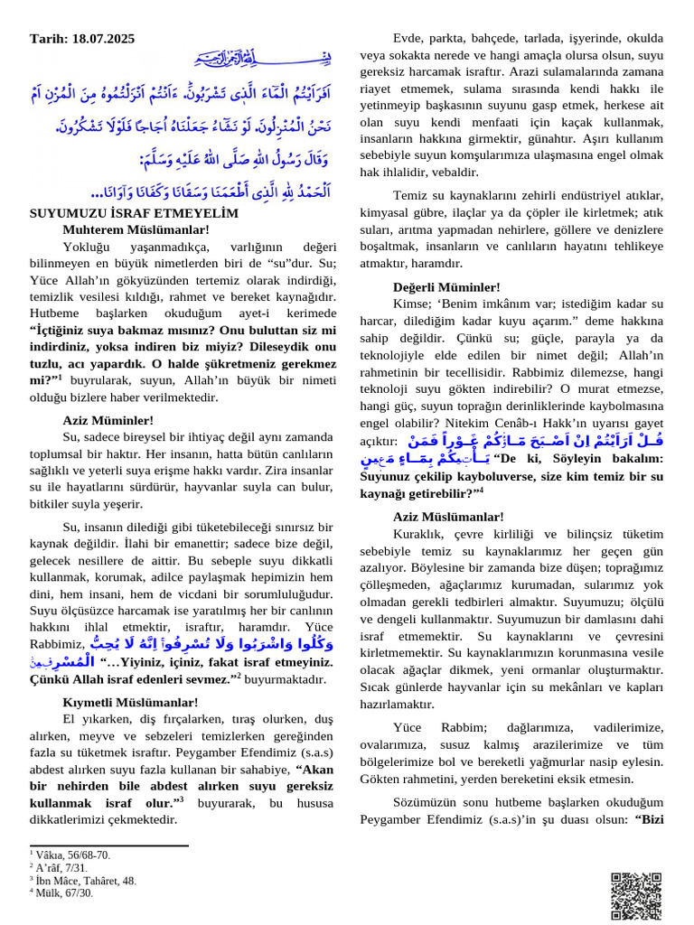 Suyumuzu İsraf Etmeyelim | PDF