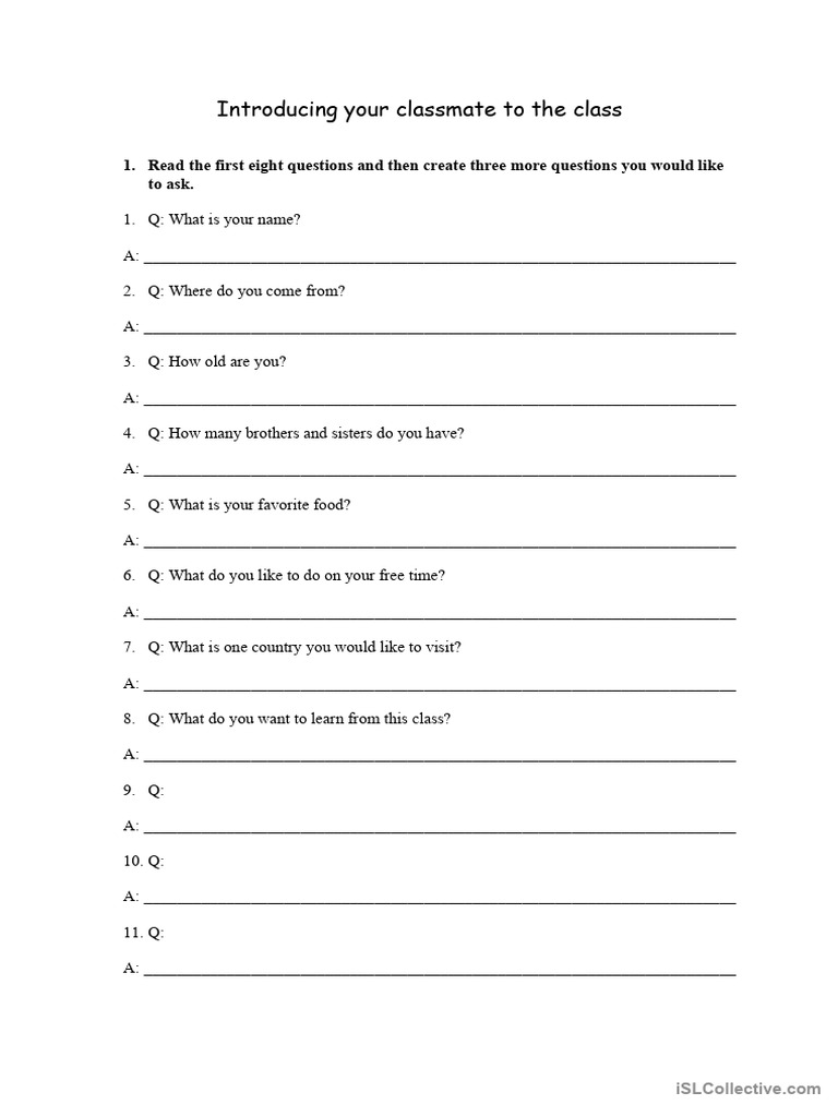 Classmate Introduction Activity | PDF | Chess Theory | Chess