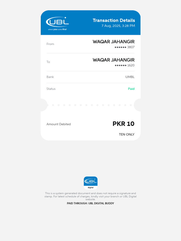 UBL Transaction Receipt - 7 Aug 2025 | PDF