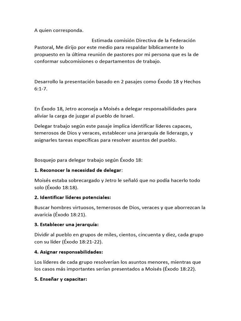 Delegación Efectiva en Liderazgo Pastoral | PDF | Libro del éxodo ...