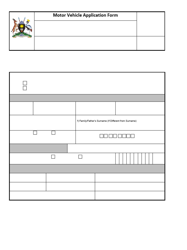 Motor Vehicle Registration Application Form | PDF | Vehicle ...