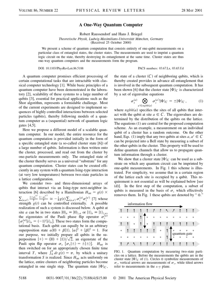 One-Way Quantum Computer Model | PDF | Quantum Computing | Quantum ...