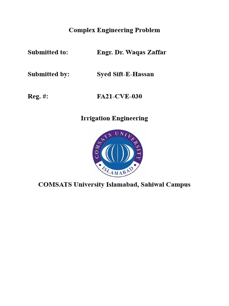 Irrigation Channel Design Analysis | PDF | Irrigation | Earth Sciences