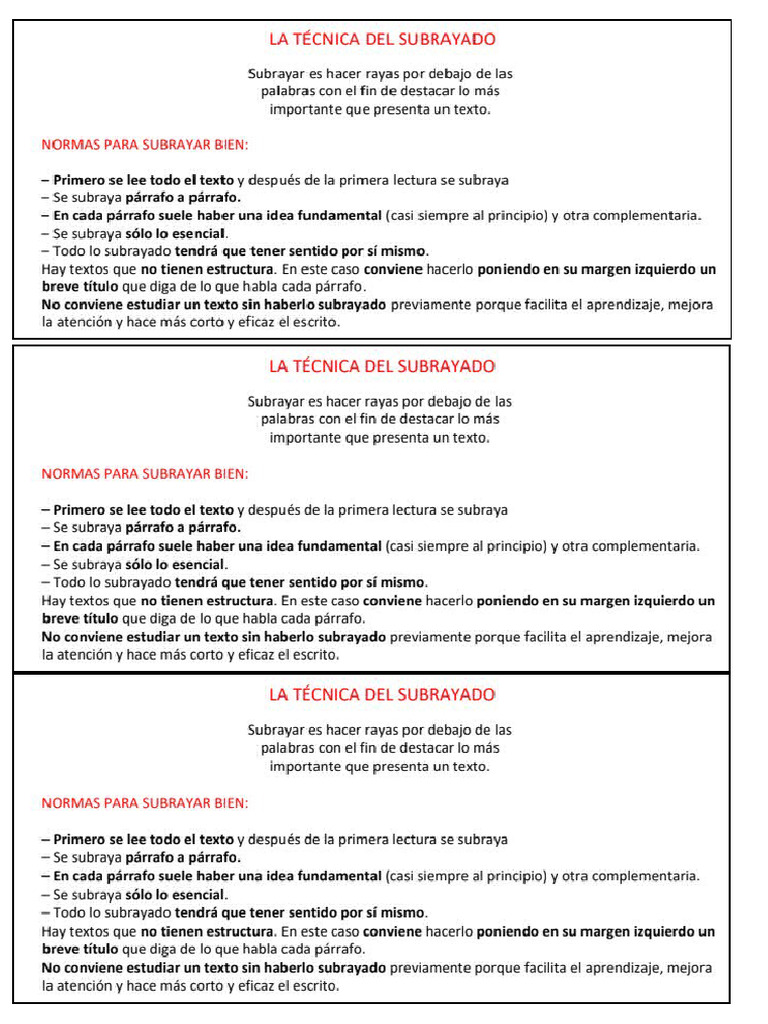 Técnica Del Subrayado | PDF