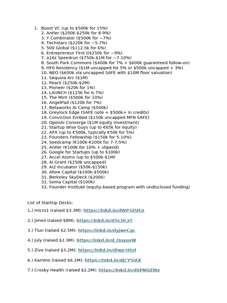 Startup Accelerator Funding Overview | PDF
