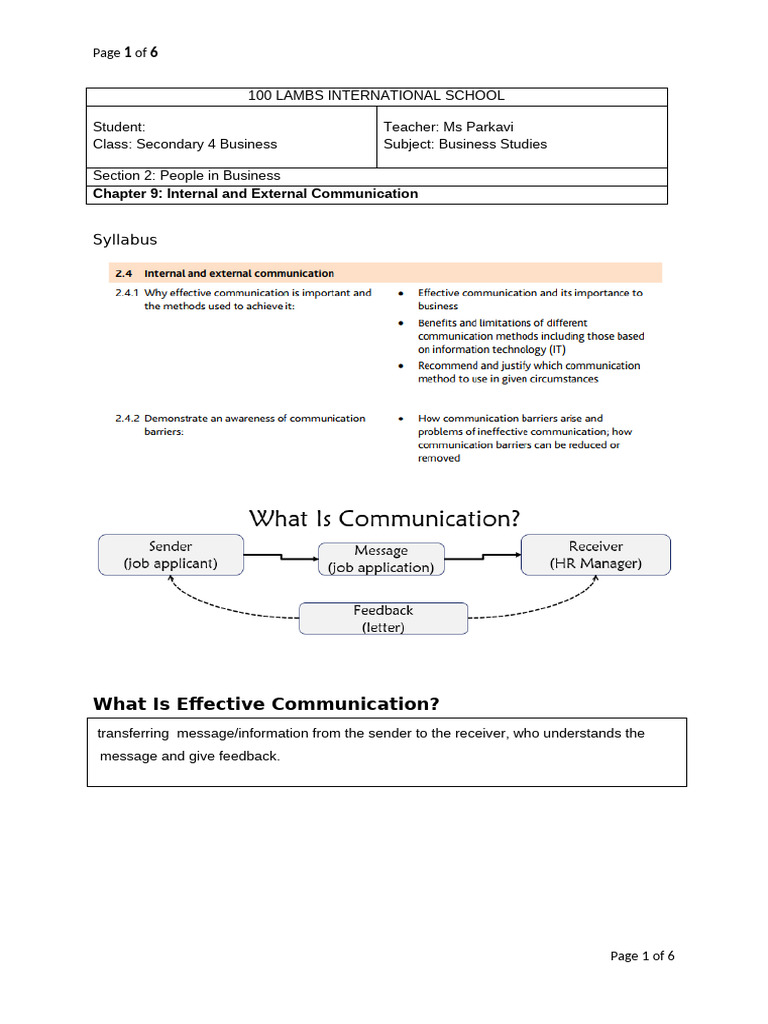 Notes - Internal & External Communication | PDF