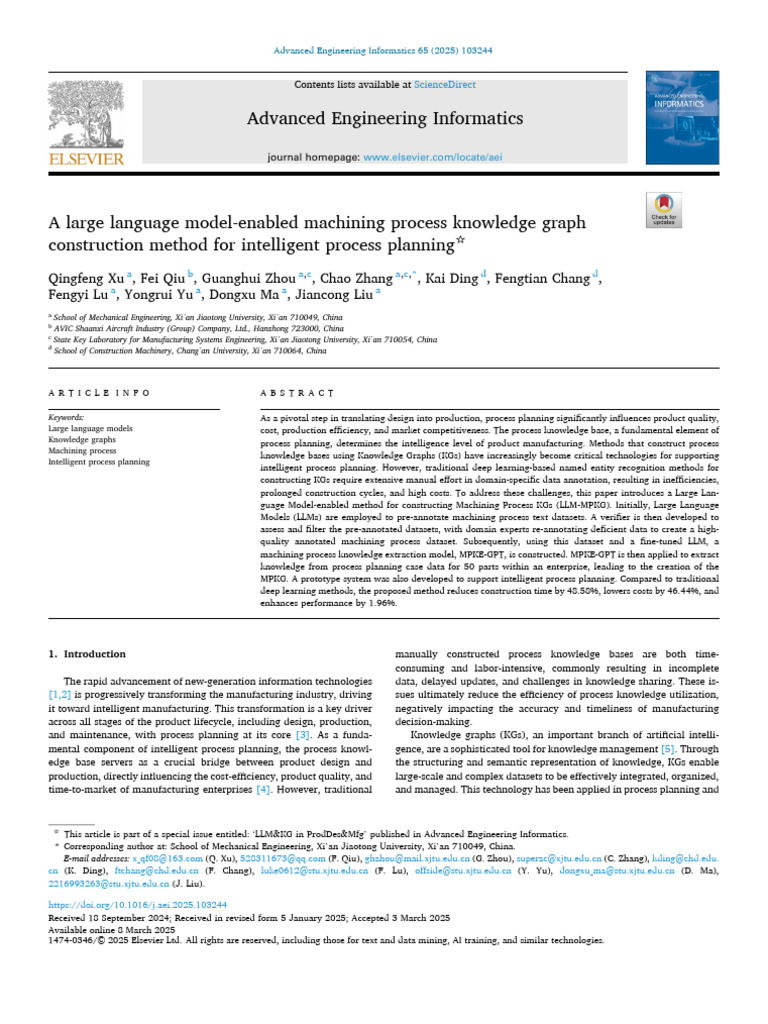 A Large Language Model-Enabled Machining Process Knowledge Graph | PDF ...