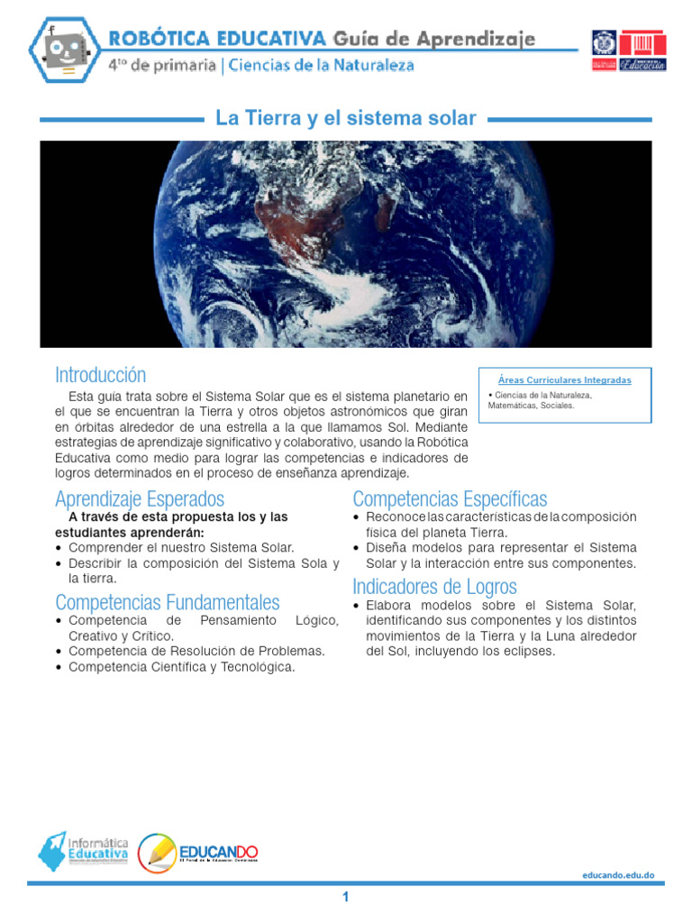 La Tierra y El Sistema Solar Guia | PDF | Sistema solar | Sistema