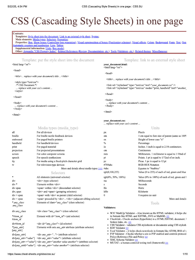 Css in One Page | PDF