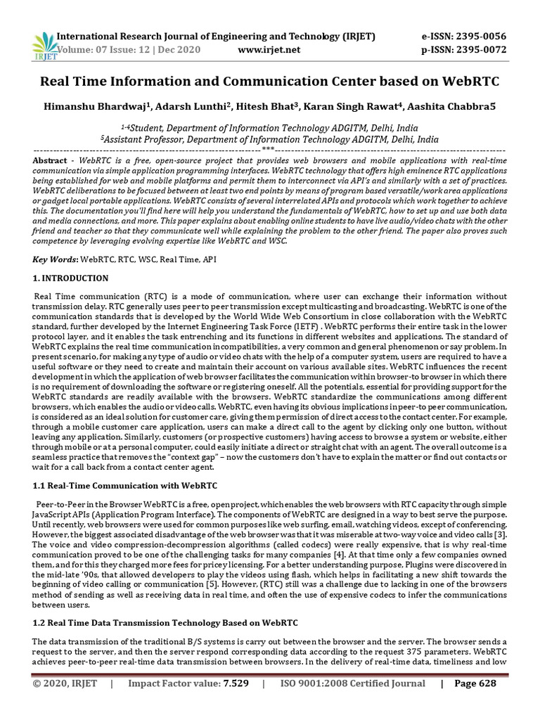 WebRTC for Real-Time Communication | PDF | World Wide Web | Internet & Web
