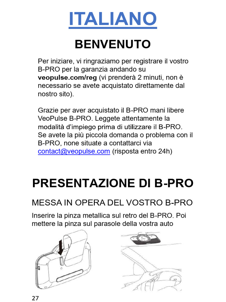 Veopulse B Pro 2b Manuale Italiano | PDF