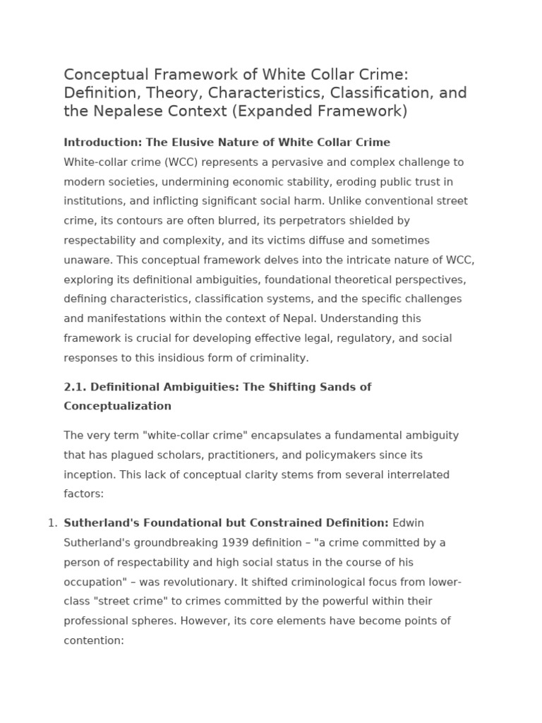 2 3 Expanded Conceptual Framework of White Collar Crime | PDF | Crimes ...