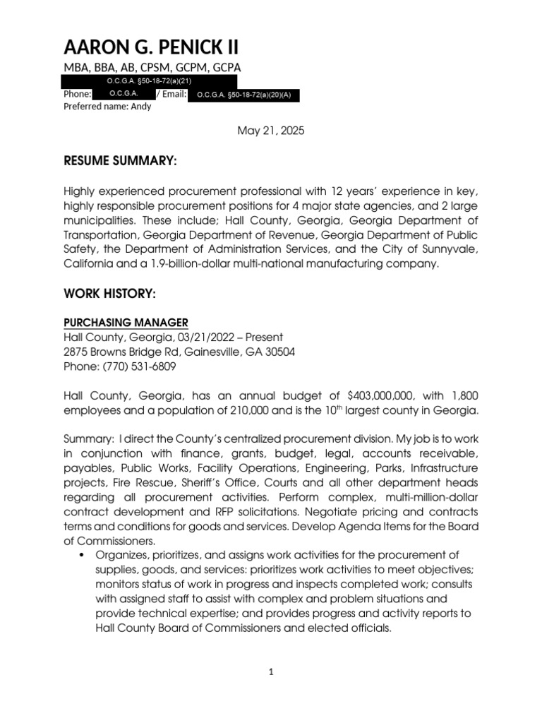 Aaron Penick job application | PDF | Procurement | Supply Chain