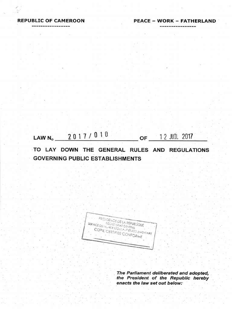 Law 2017 General Rules Governing Public Establishments | PDF