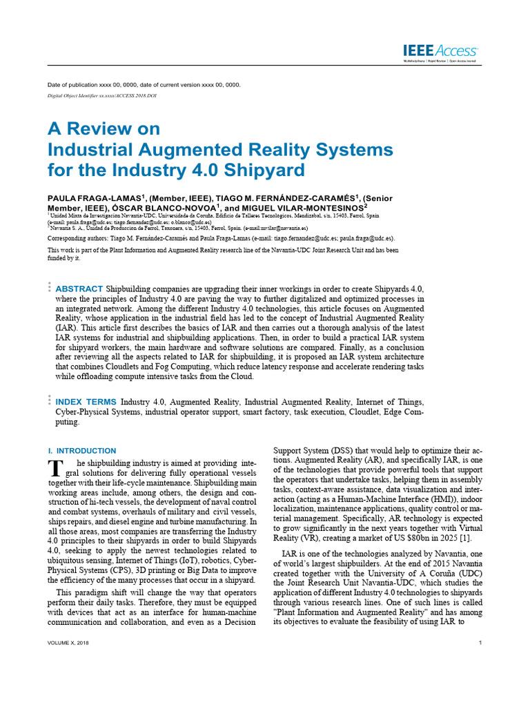 Industrial Augmented Reality in Shipyards | PDF | Augmented Reality ...