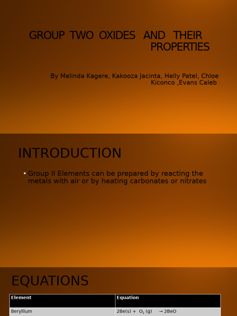 Group Two Oxides and Their Properties | PDF | Salt (Chemistry) | Sulfate