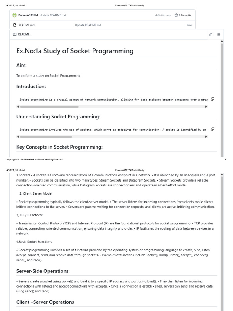 Socket Programming Study Guide | PDF | Network Socket | File Transfer ...