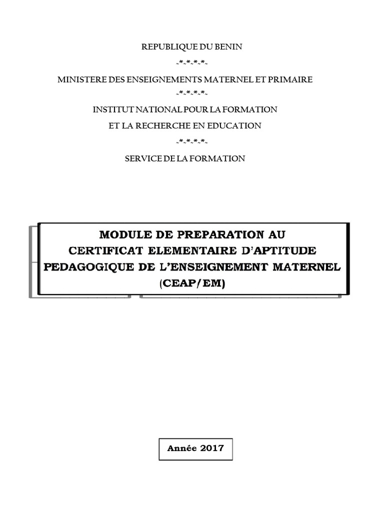 Préparation au CEAP : Guide Pédagogique | PDF | Hygiène | Pédagogie