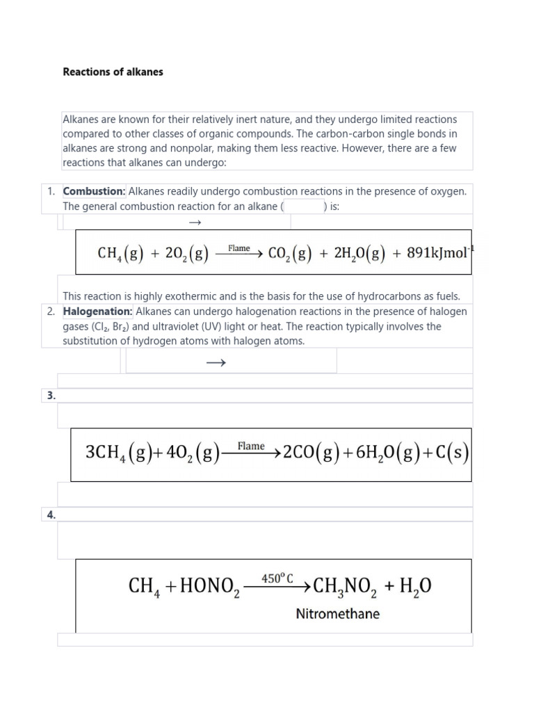 Reactions of Alkanes | PDF