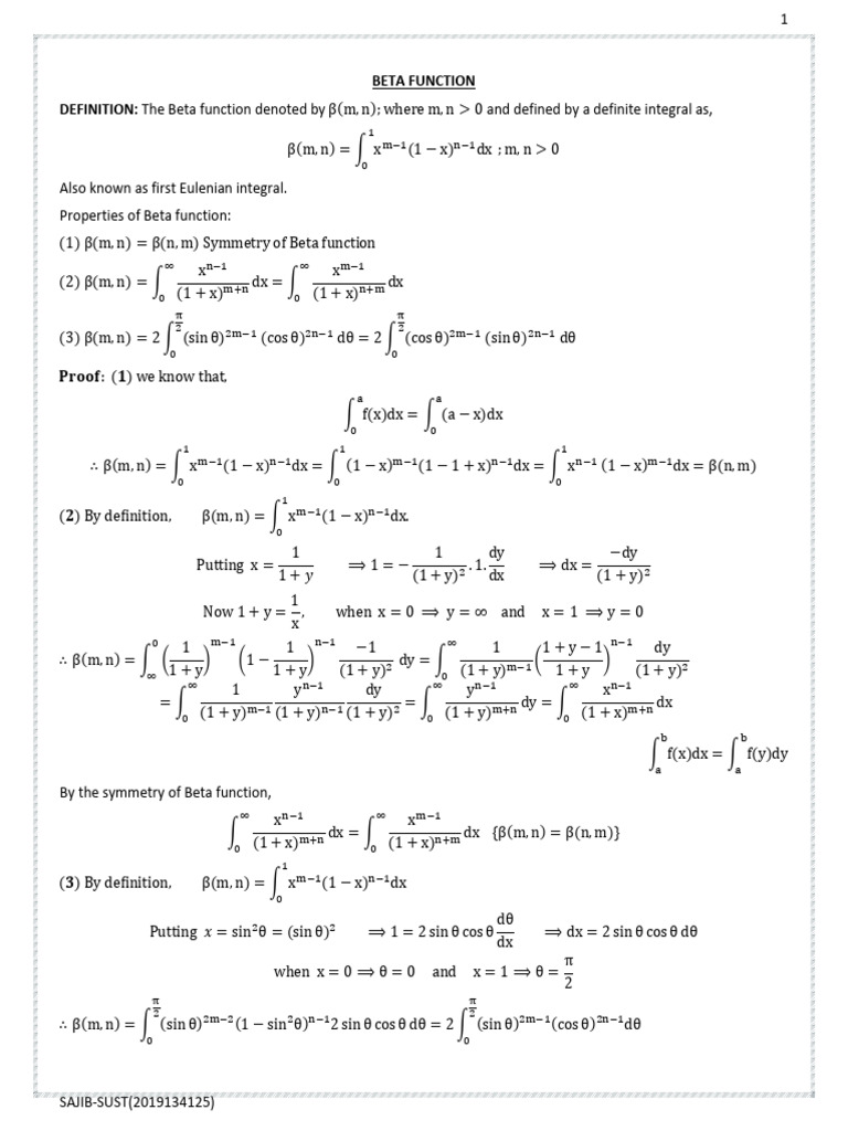 1.2 Gamma and Beta Function | PDF | Special Functions | Mathematical ...