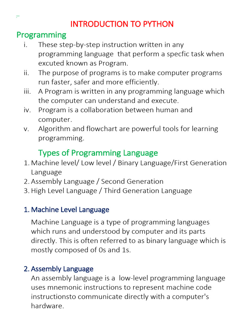 01 Introduction To Python 04-02-2025 | PDF | Assembly Language | Source ...