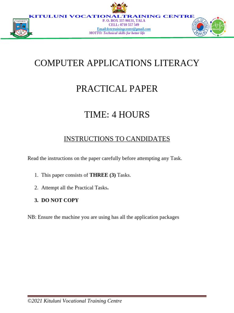 Computer Packages 2021 Final Exam | PDF | Apprenticeship