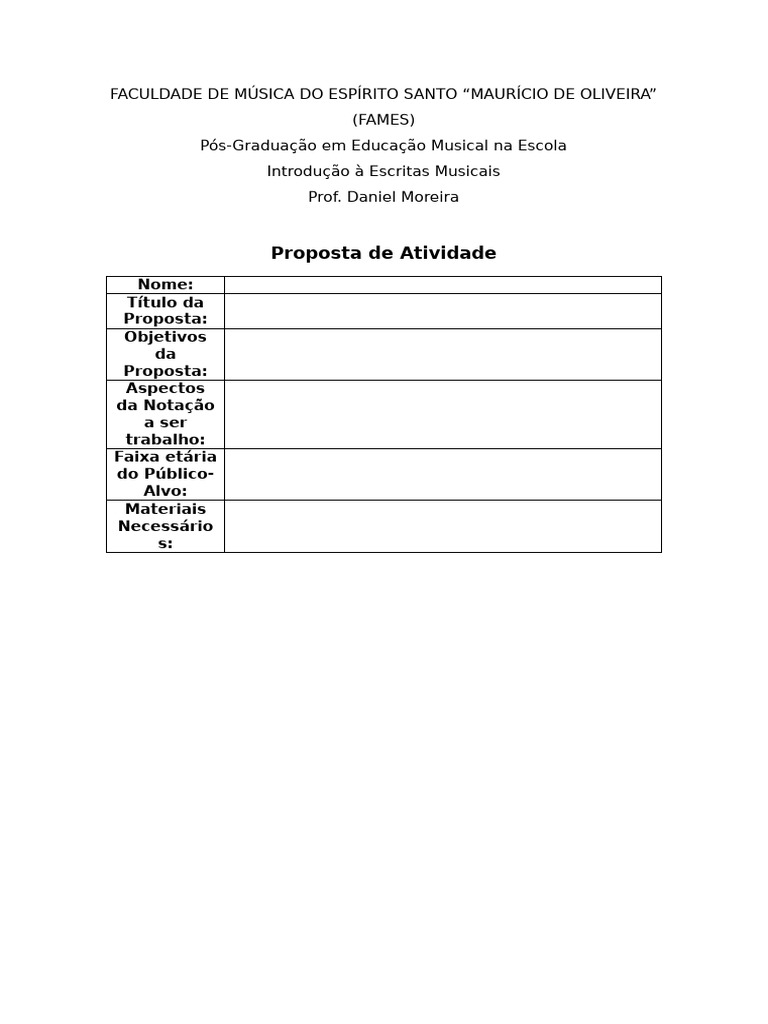 Modelo de Proposta de Atividade | PDF