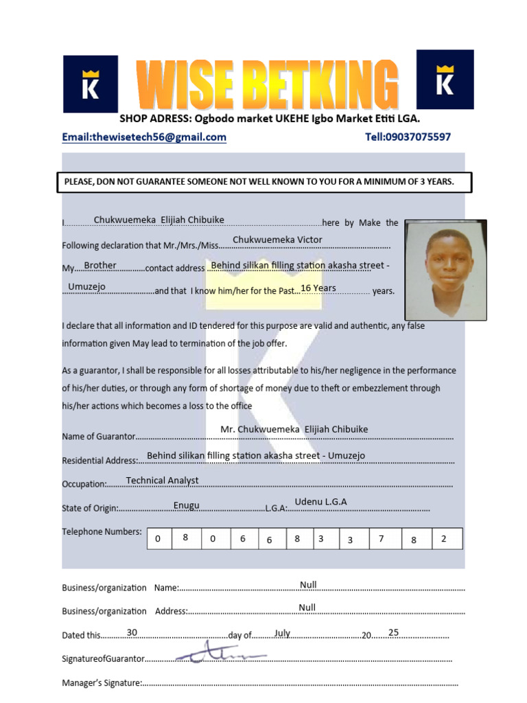 Guarantor Declaration Template | PDF