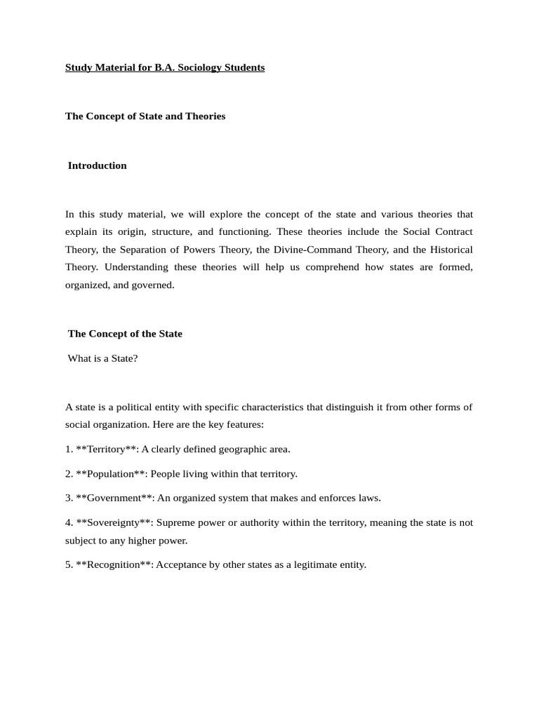 Theories of the State in Sociology | PDF | Social Contract | State (Polity)