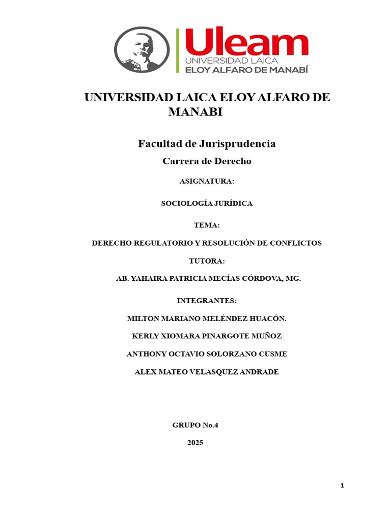 Derecho Regulatorio y Conflictos Jurídicos | PDF | Conflicto (proceso ...