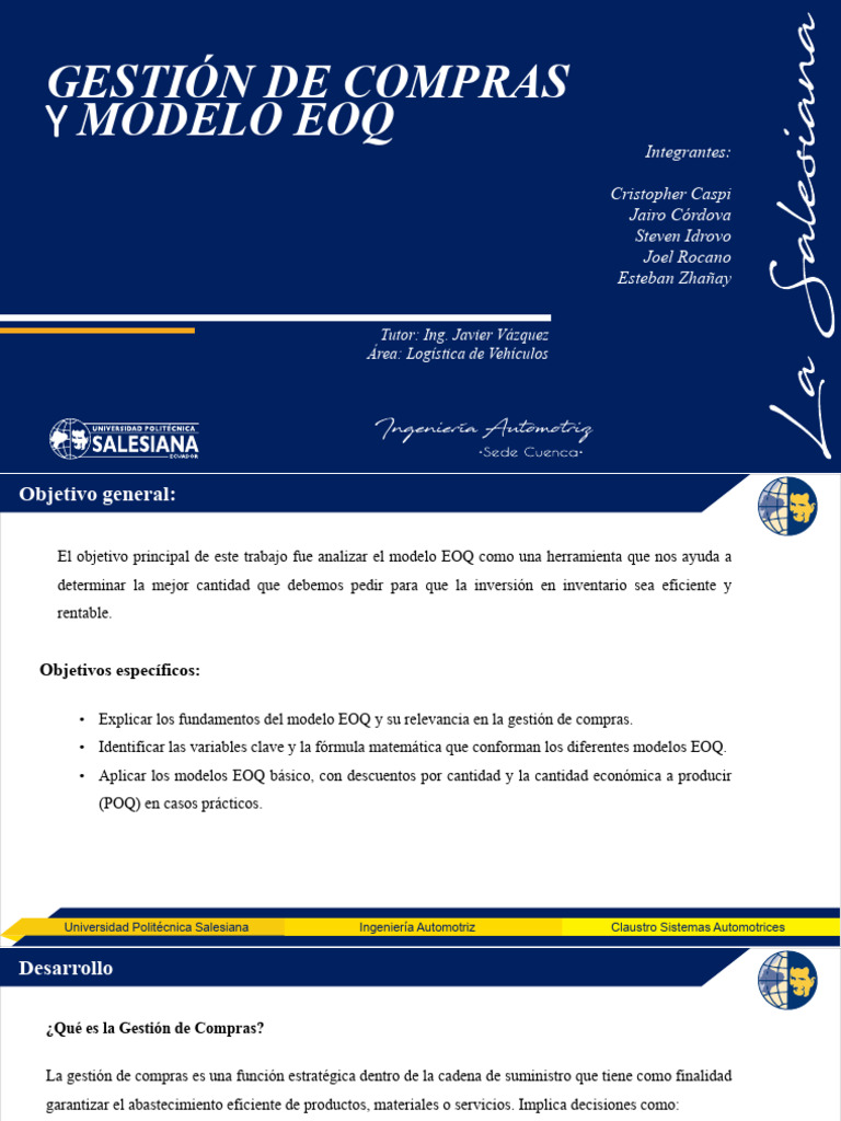 Gestión de Compras y Modelo EOQ en Logística | PDF | Inventario | Business