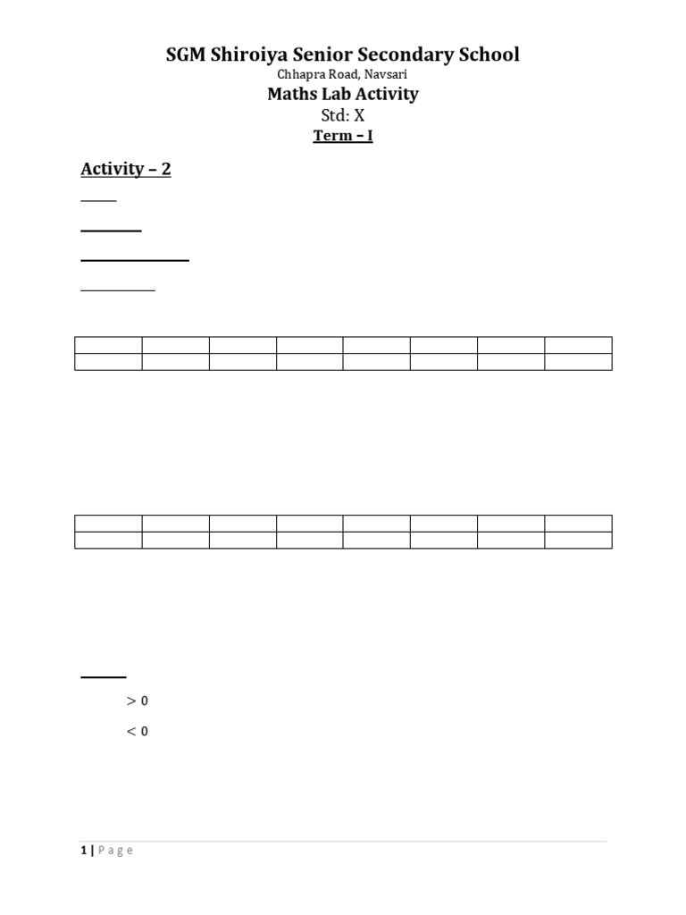 Maths Lab Activity Term I | PDF
