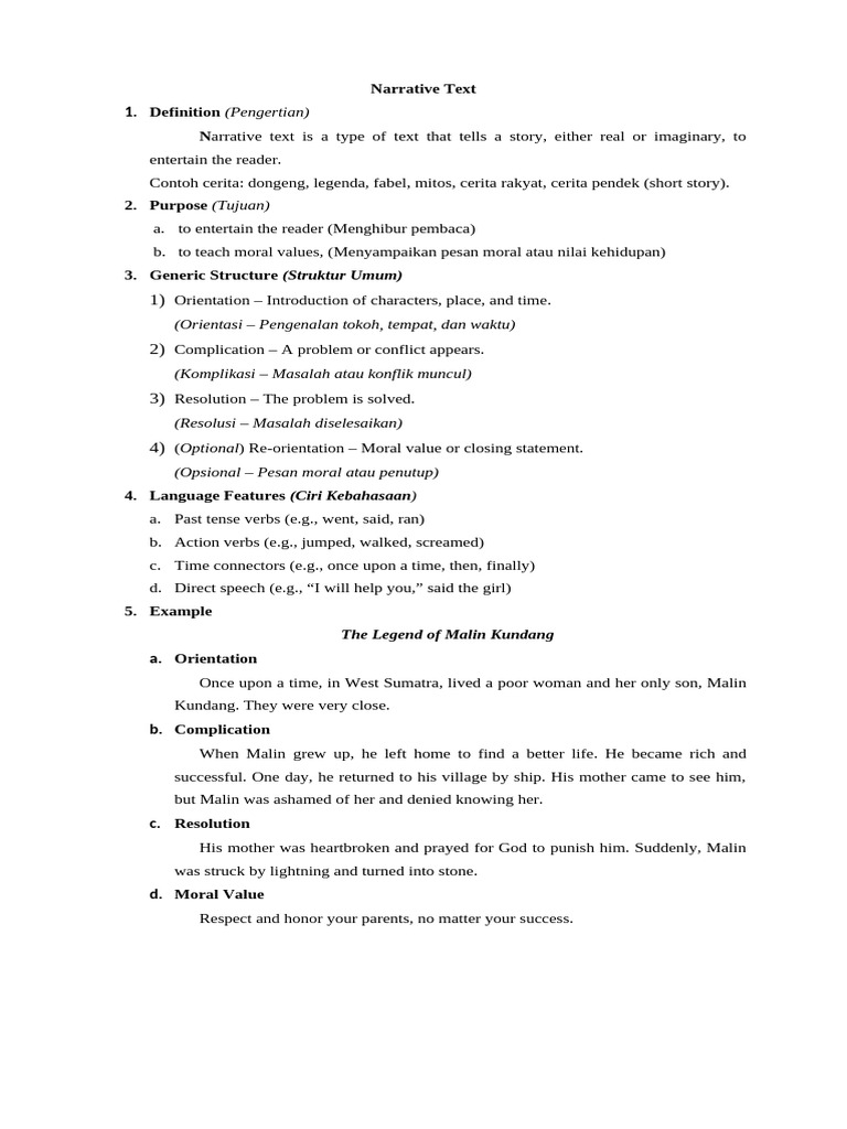 Structure of Narrative Texts | PDF