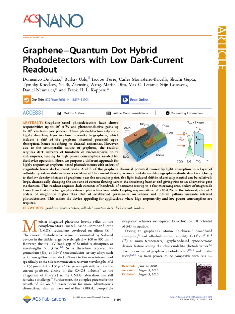 Low Dark-Current Graphene Photodetectors | PDF | Graphene | Physical ...