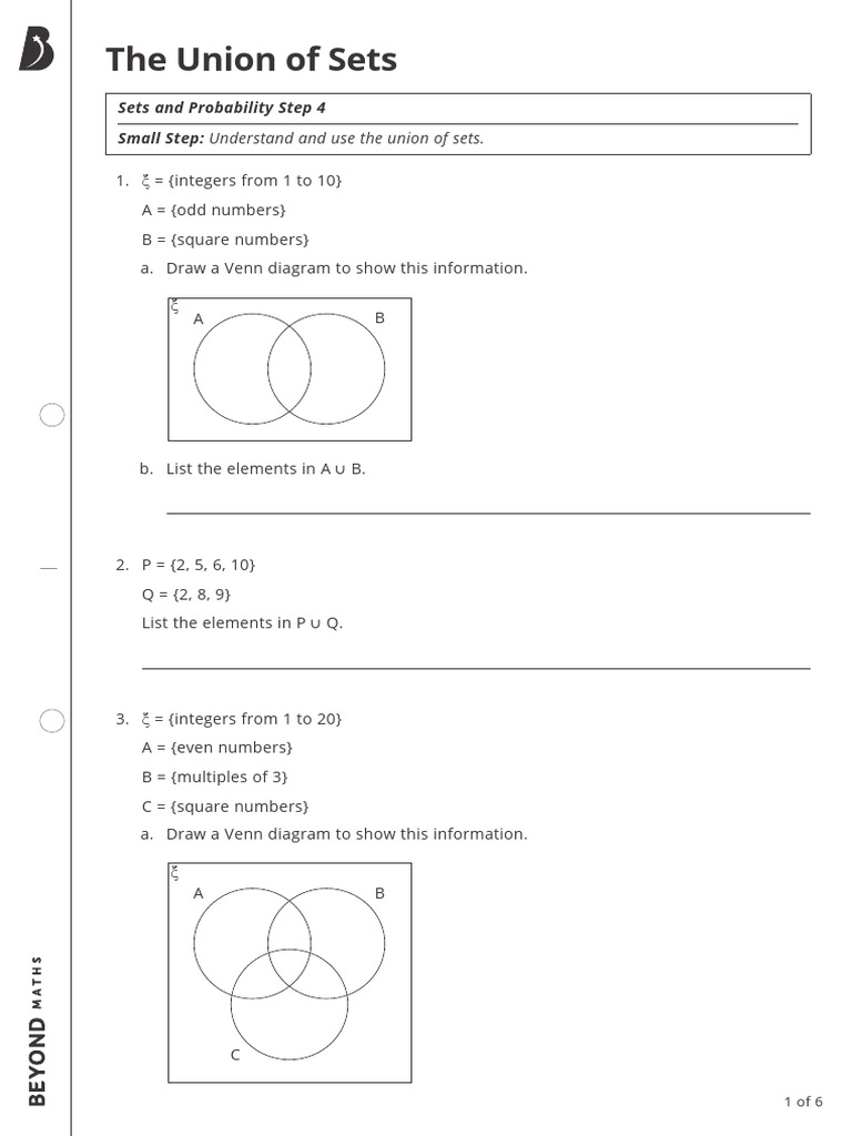 Understanding Union of Sets in Maths | PDF | Chess Openings | Chess Theory